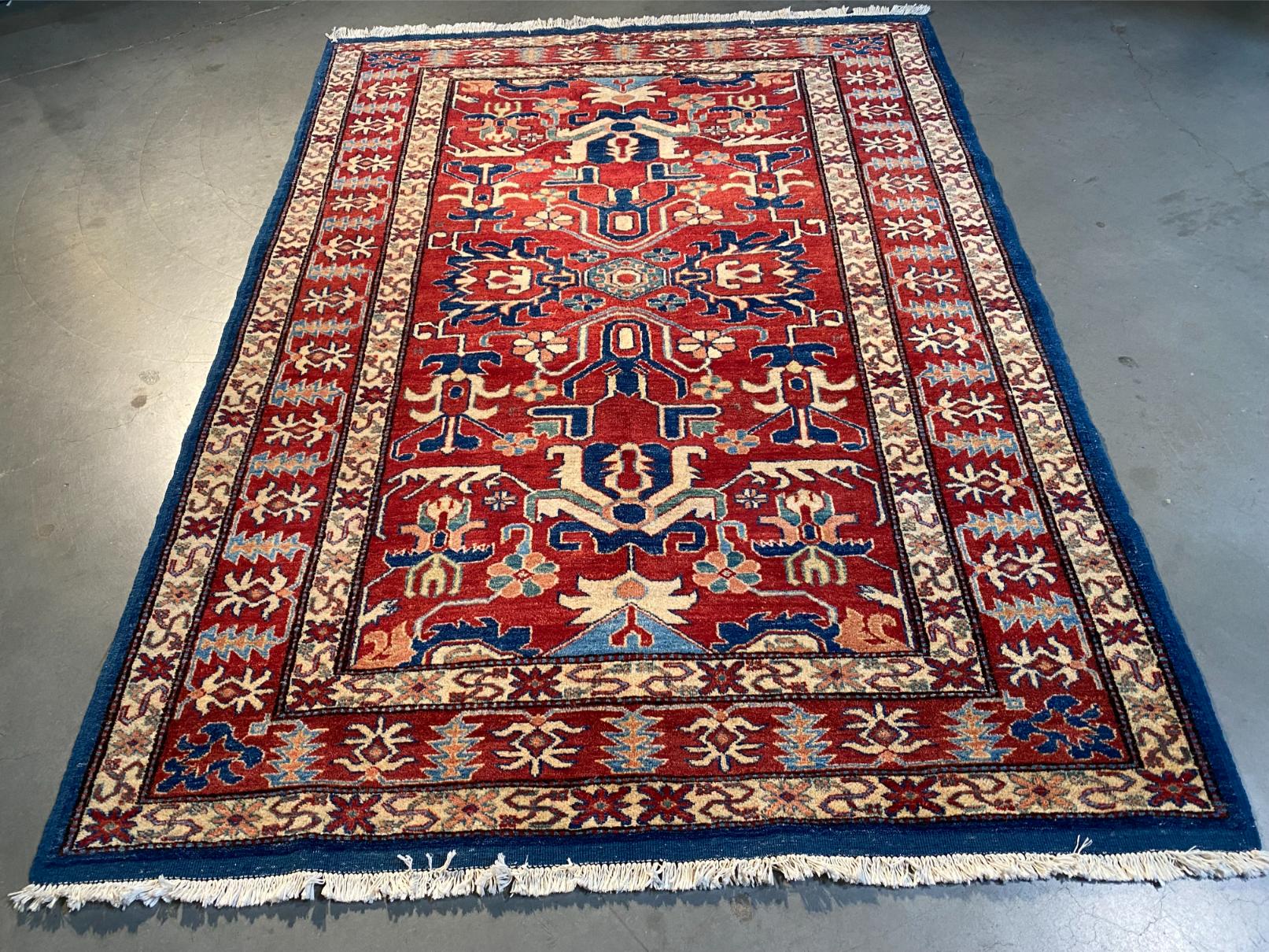 Fine Hand knotted Kazak  Rug 5x6.7