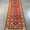 Hand Knotted Wool Geometric Kazak Runner 2.7X9.4