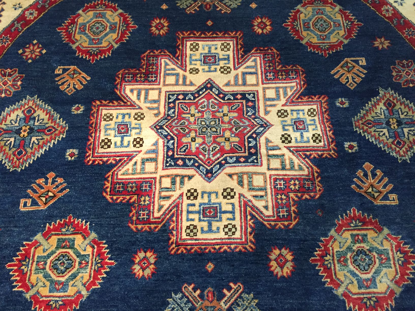 Hand Knotted Wool Geometric Round Kazak 8X8