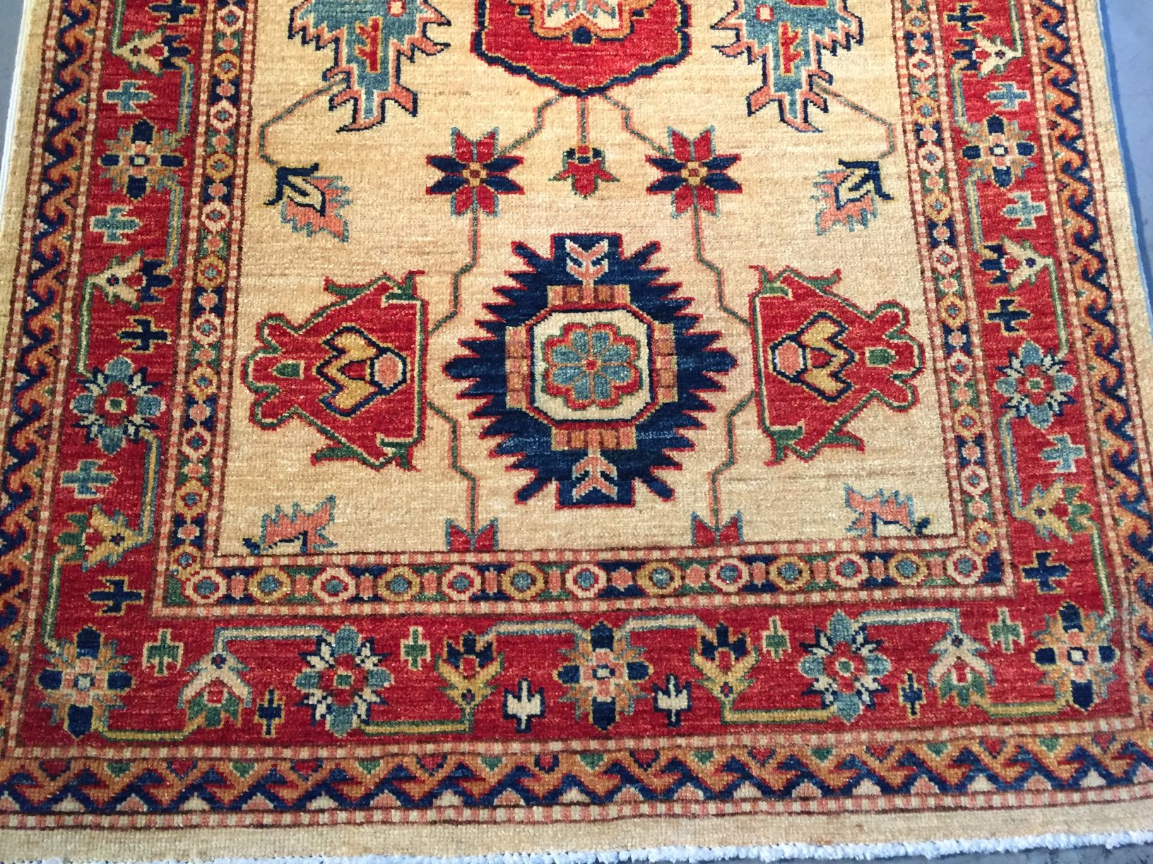 Hand Knotted Wool Geometric Kazak Rug 3.2X5