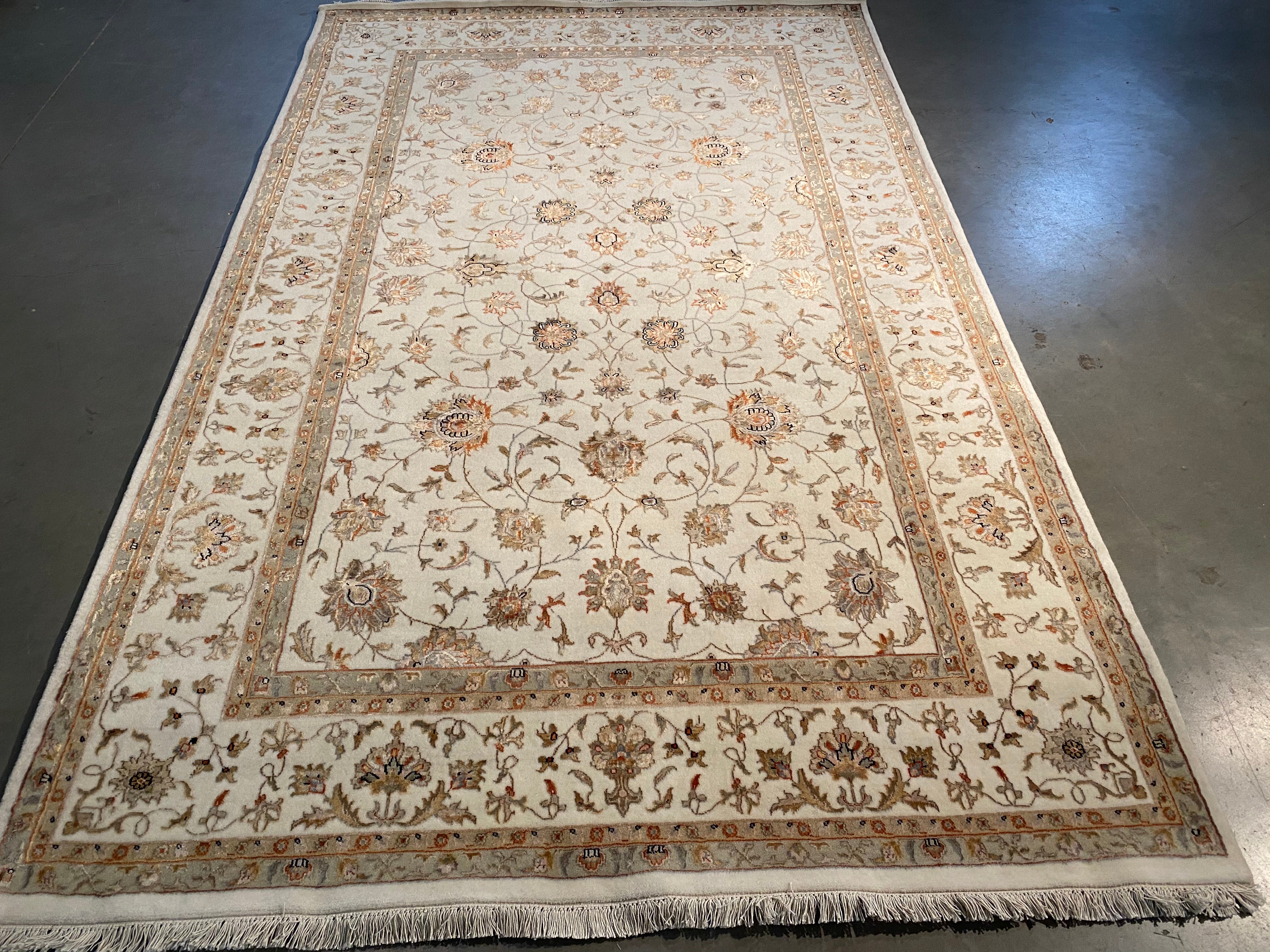 Silk &Wool Persian Kashan Rug 5.9X9.2