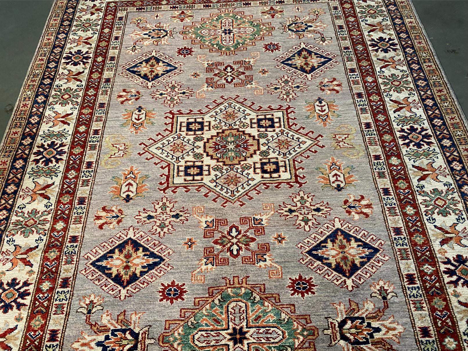 EXQUISITE FINE SUPER KAZAK RUG 5'.1"x6'.7"