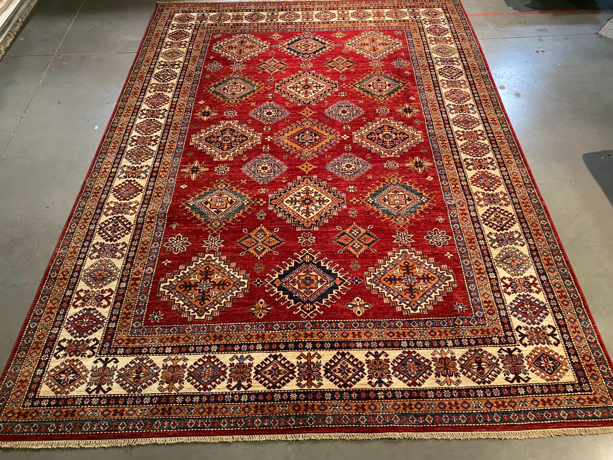 EXQUISITE FINE SUPER KAZAK RUG 8'.2"x11'.2"