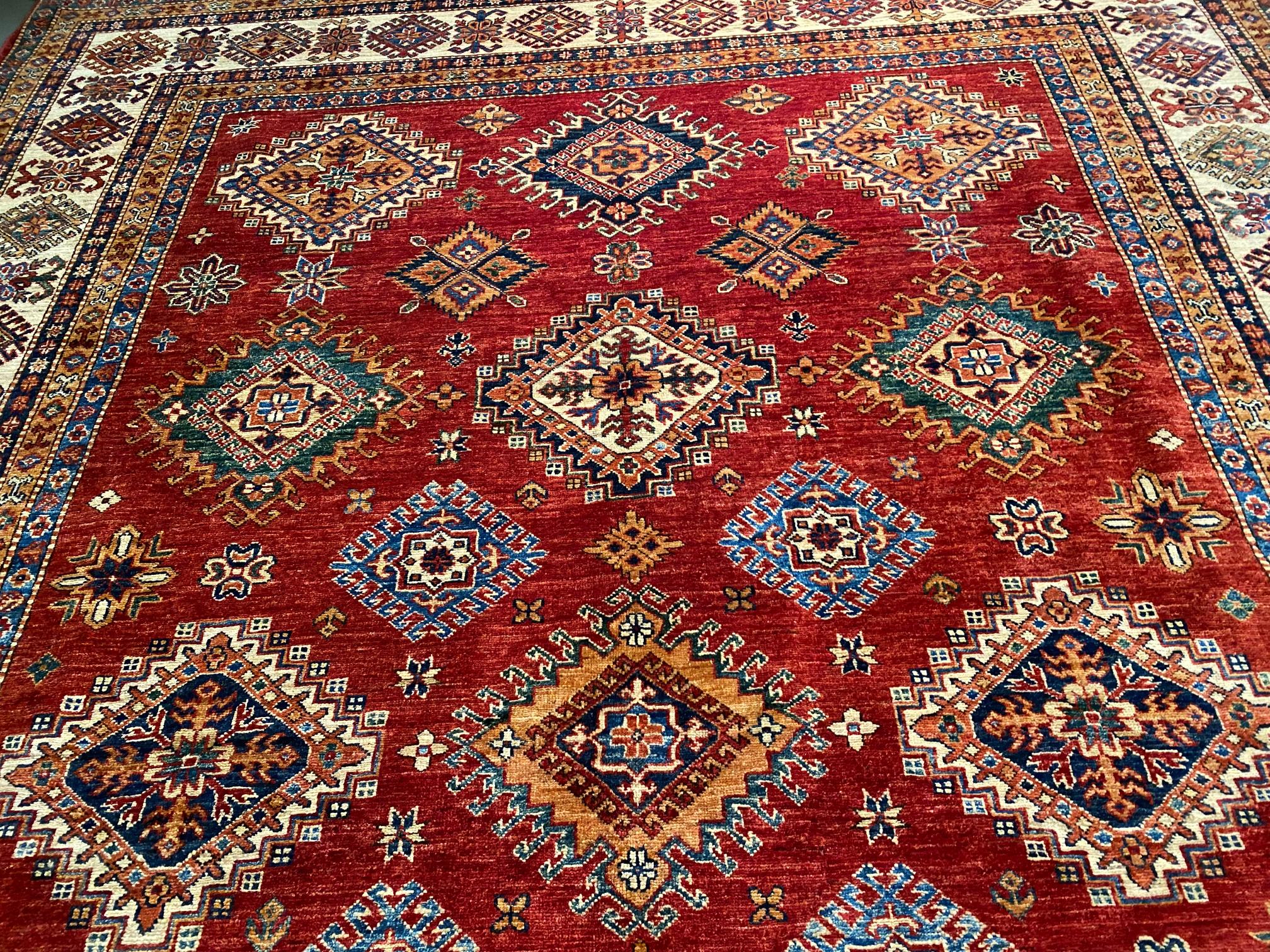 EXQUISITE FINE SUPER KAZAK RUG 8'.2"x11'.2"