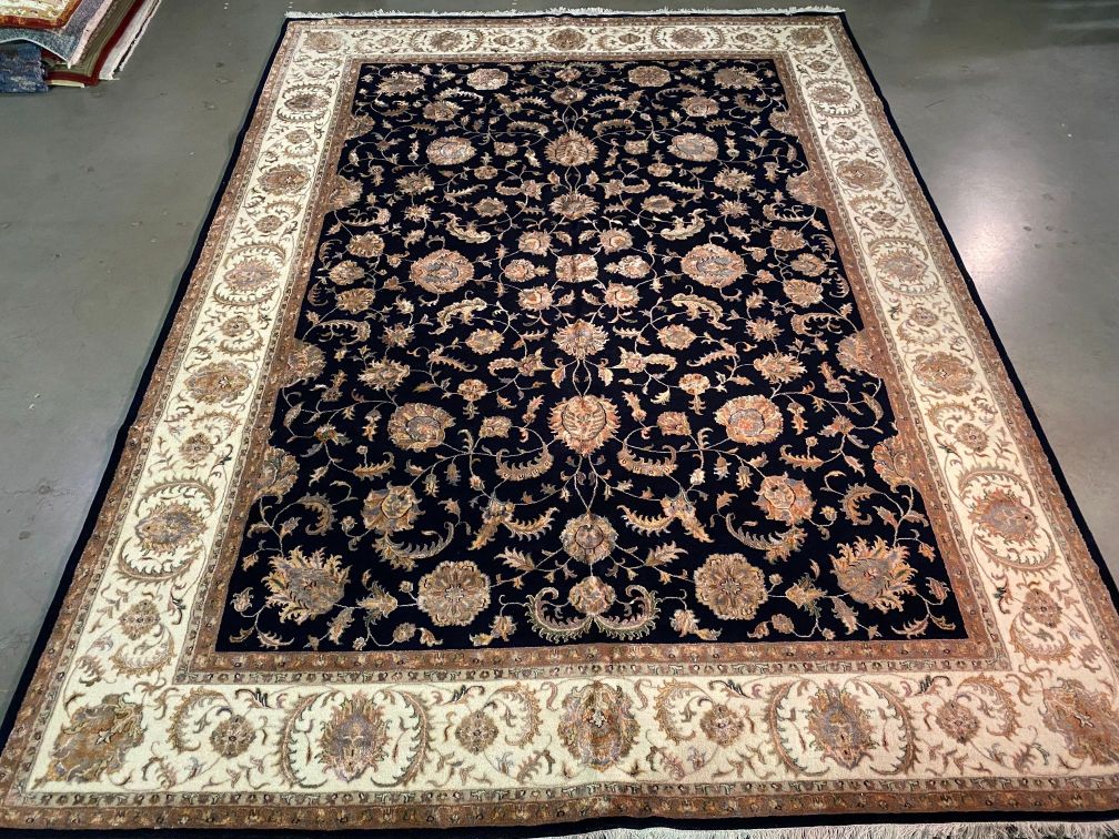 EXQUISITE SILK &WOOL MAHAL DESIGN RUG 8.9x12.2