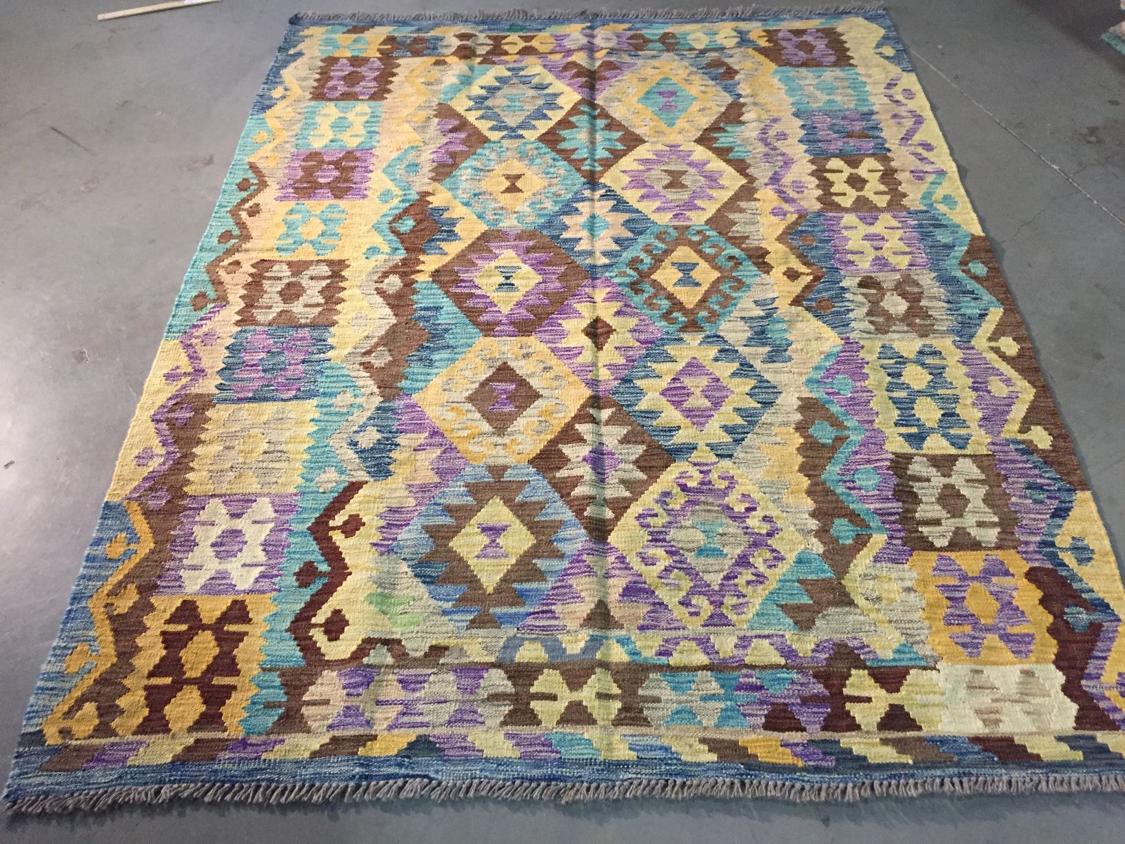 Colorful Hand Woven Klim Rug 5x6.5