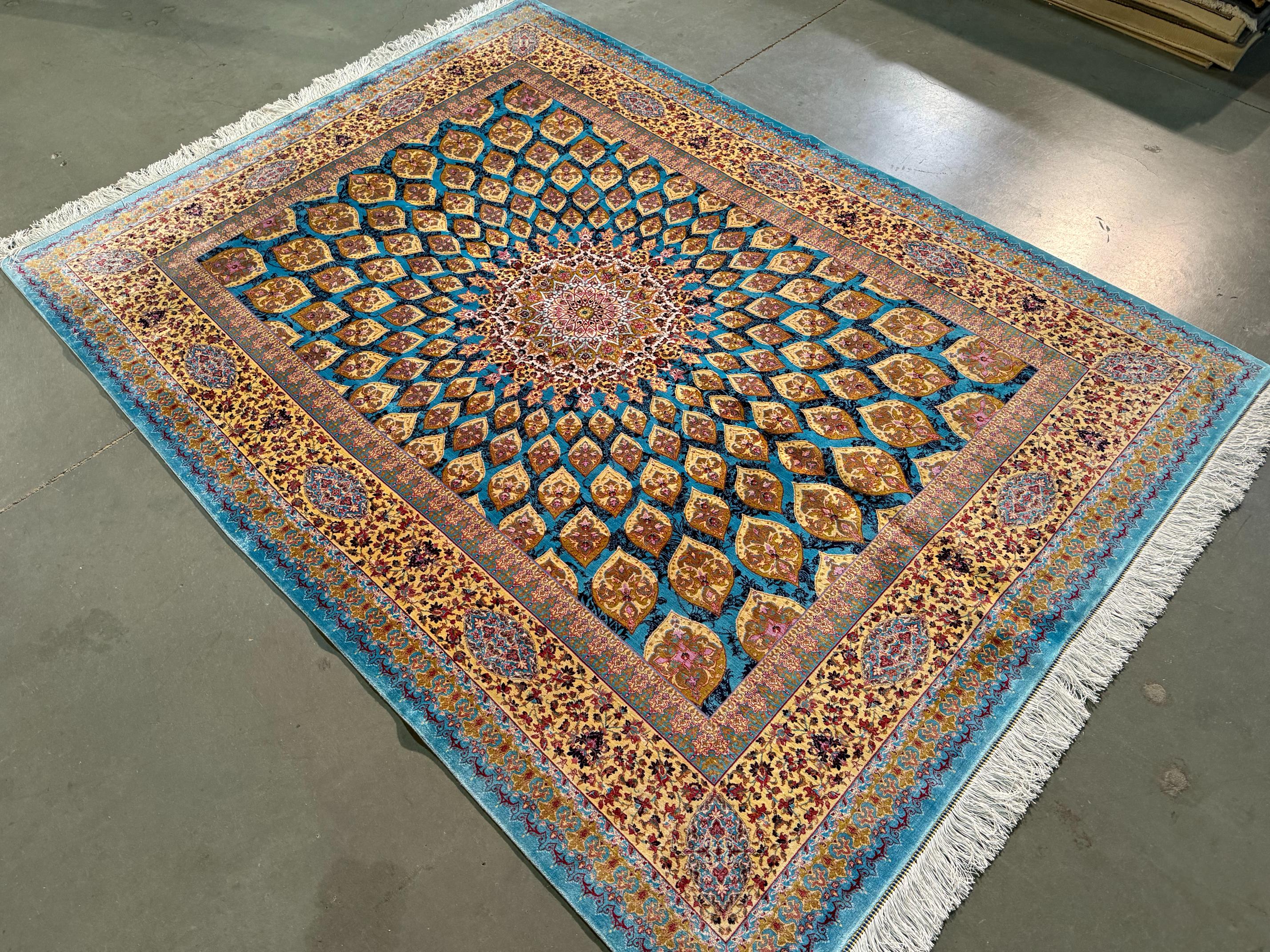 Fine Luxury Silk Rug 4.9x7.6