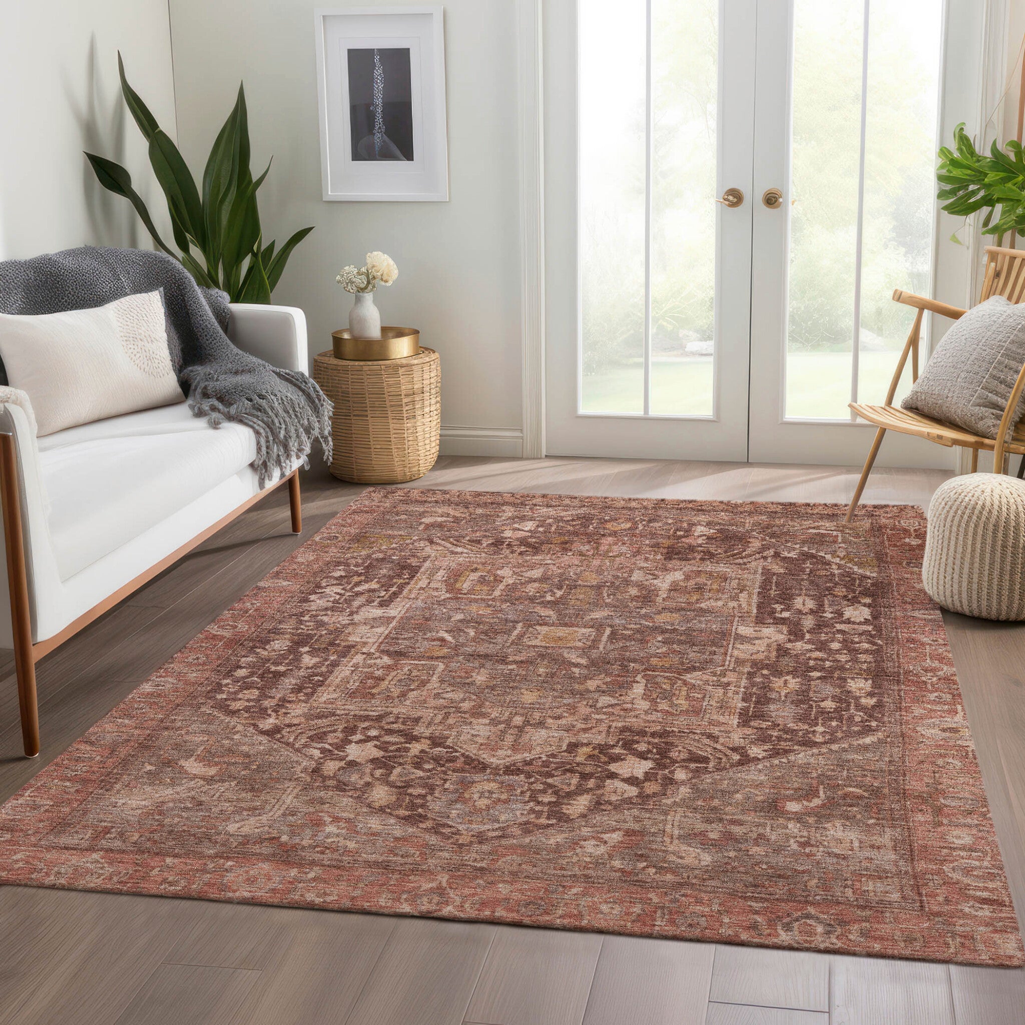 Solace Fabulous Microfiber Rug With Non-Skid Backing -  Burgundy