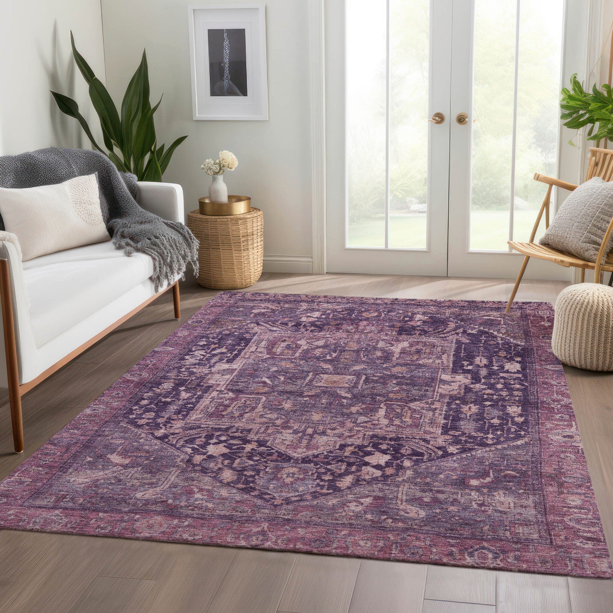 Solace Fabulous Microfiber Rug With Non-Skid Backing -  Eggplant