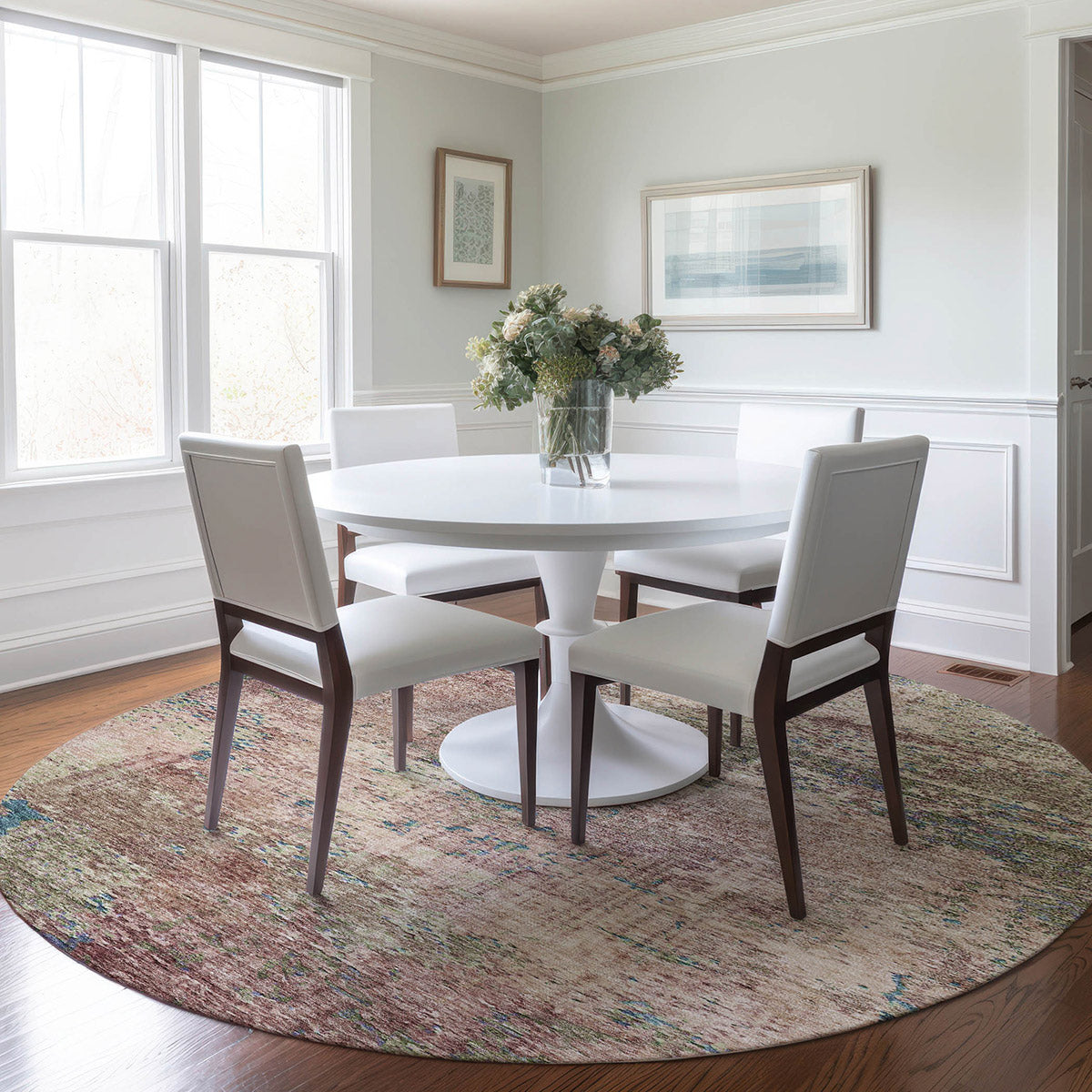 Solace Transitional Modern Microfiber Rug With Non-Skid Backing -Blush