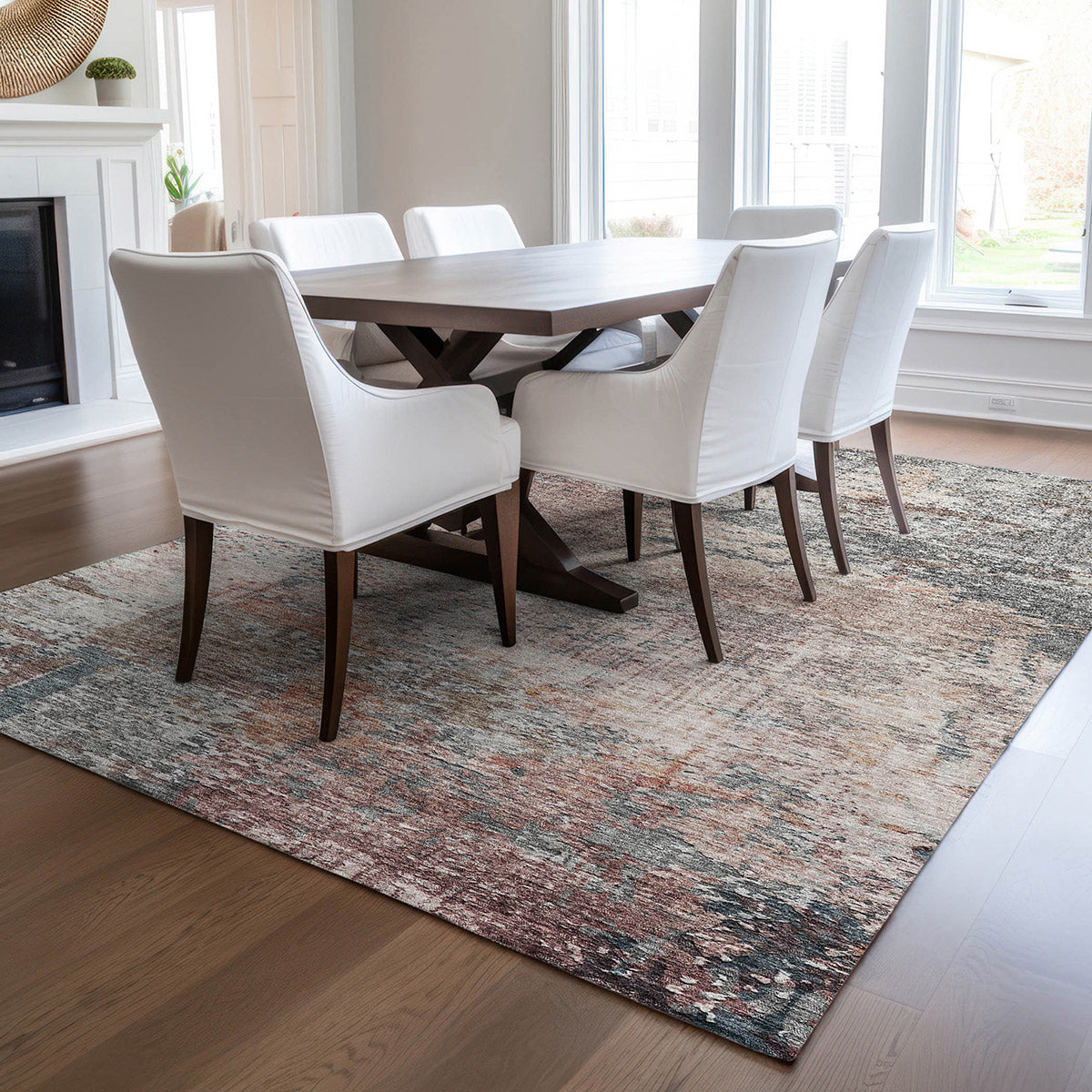 Solace Transitional Modern Microfiber Rug With Non-Skid Backing - Gray