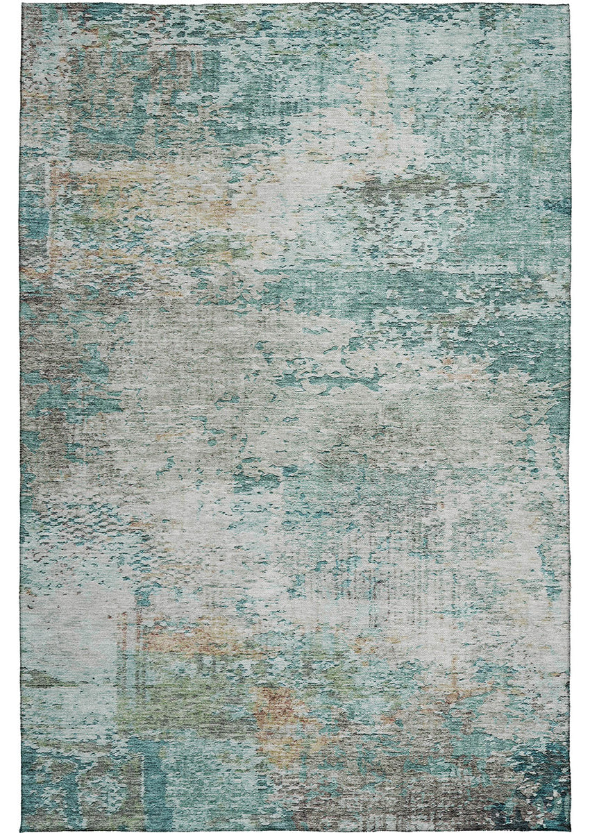 Solace Transitional Modern Microfiber Rug With Non-Skid Backing -Teal