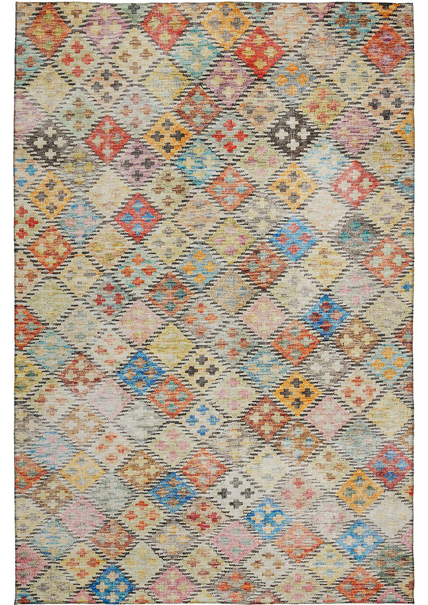 Solace Geometric Microfiber Rug With Non-Skid Backing - Paprika