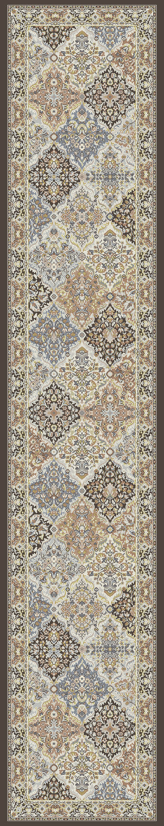 ANCIENT GARDEN Brown/Blue Roll Runner