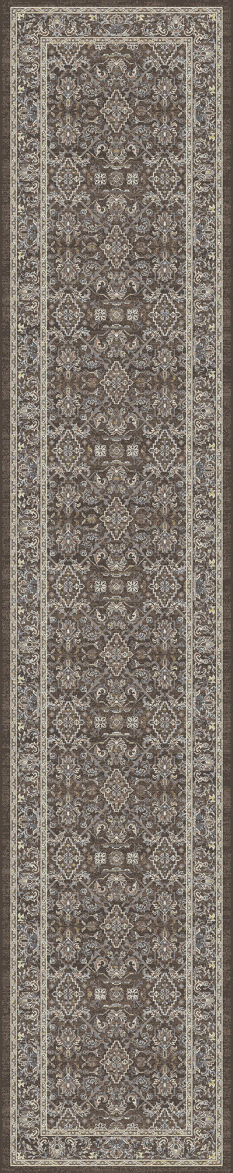 ANCIENT GARDEN Dark Brown/Beige/Blue Roll Runner